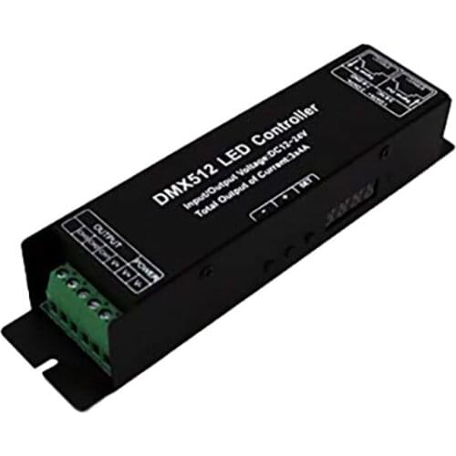 Dmx Led Controller With Display Digital Tube Dmx512 Decoder Driver Dimmer Dc 12 24V 3X4A For Rgb Led Strip Lights (3 Channel)