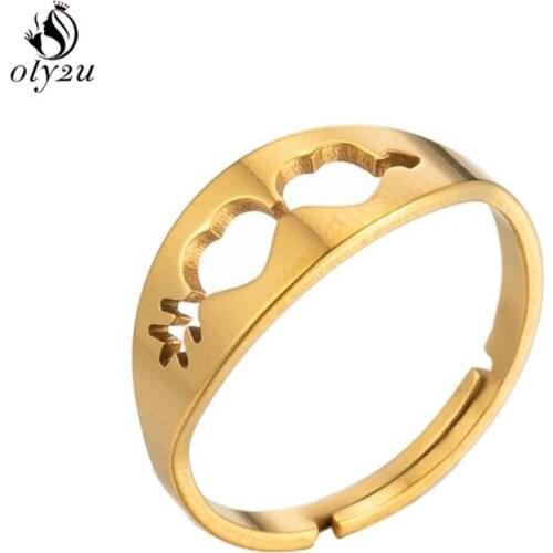 Punk Hollow Out Arrow Heart Stainless Steel Rings for Women Men Romantic Design Love Jewelry Girls Valentines Day Gifts