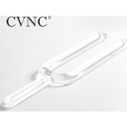 CVNC 440Hz or 432Hz 20mm Clear Quartz Crystal Singing Tuning Fork with Free Purple Bag