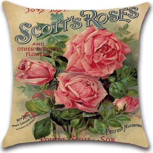 Vintage style beautiful flowers cushion cover decorative pillowcase pink pattern pillowcase cushion cover pillowcase