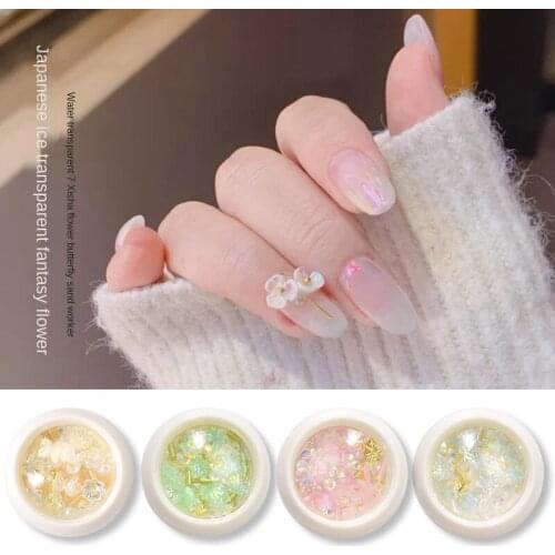 Manicure ice permeable butterfly ornament magic shell flower nail nail art decorations nail decals nail stickers