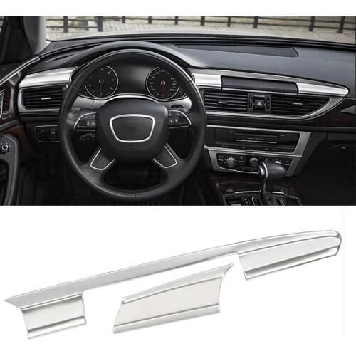 YAQUICKA Stainless Steel Car Center Navigation Dashboard Frame Cover Trim Sticker Styling For Audi A6 C7 2012-2017 Accessories
