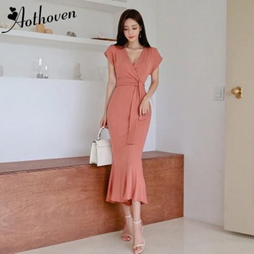 2019 Summer Sexy Party Mermaid Dress Women Sashes Short Sleeve V Neck Long Dress Women Bandage Bodycon Elegant Dresses Ladies