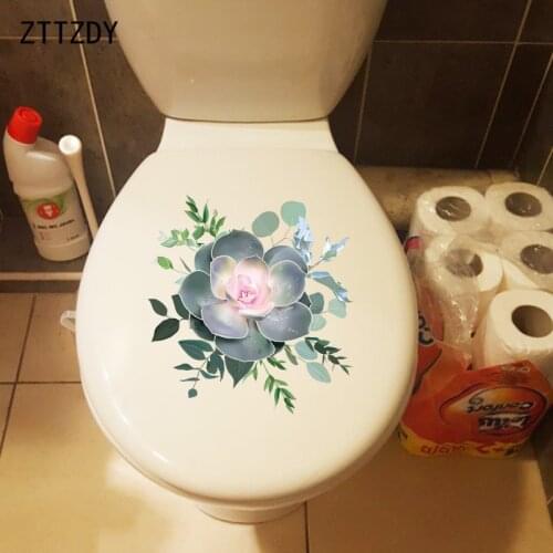 ZTTZDY 22.7×23.9CM Beautiful Succulent Flower Home Bedroom Wall Stickers Bathroom Toilet Decor T6-0172