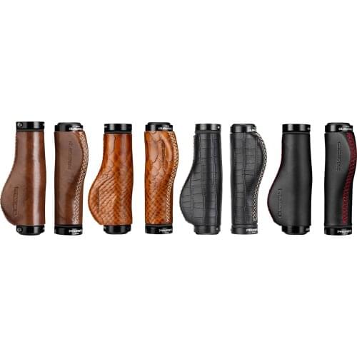 1 Pair Cattle Leather City Mountain Bicycle Scooter MTB Bicycle Handlebar Cover Handle Grips Cowhide Grips Non-Slip Aluminum
