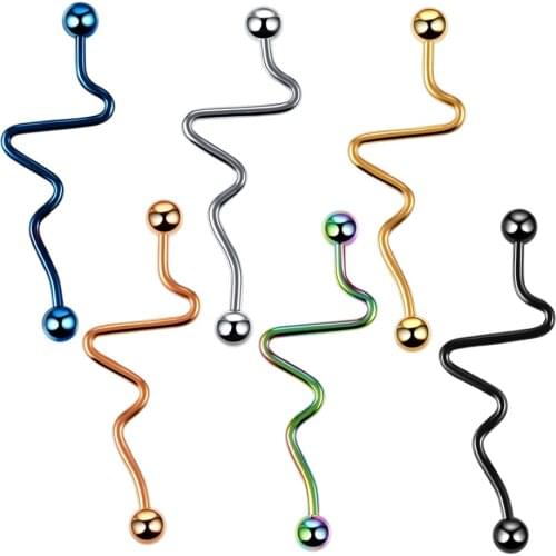 1 PC Surgical Steel Zig Zag Industrial Barbell Piercing Cartilage Tragus Piercing Ear Cartilage Helix-Conch Piercing Jewelry