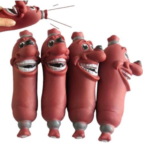 1pc 19.5*8cm Rotocast Sausage Toy for Dogs Puppy Pet Chew Squeak Toy Trainning Dog Products Food Grade Material Biting Resistant