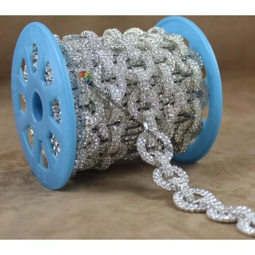 1 Yard Luxury Silver Sew on Rhinestone Cup Chain Crystal Applique Sash Trims Browband Furniture Garment Wedding Dress decoration
