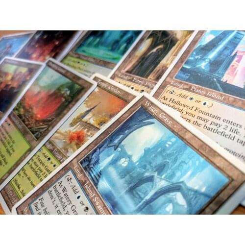 10 SHOCK LANDS FULL ART FOIL WHITE BORDER ART VINTAGE Dual land MTG TCG Games dual land fetchland shockland proxy EDH lotus mox