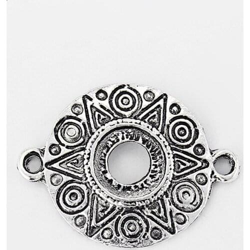 10PCS Fashion Tibetan Silver Plated Round Small Charm Tags Bracelet Necklace DIY For Jewelry Making 20*20mm