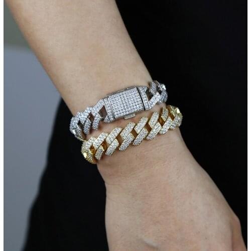 2021 2 Colors High Quality Iced Out Hip Hop Cuban Chain Link For Men Women Dainty Jewelry Paved White Cz Cool Design