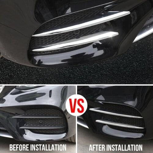 For Mercedes Benz E Class W213 E200 E300 2016 2017 2018 2019 E43 AMG Car Accessories 4pcs ABS Chrome Front Fog Lamp Cover Trim