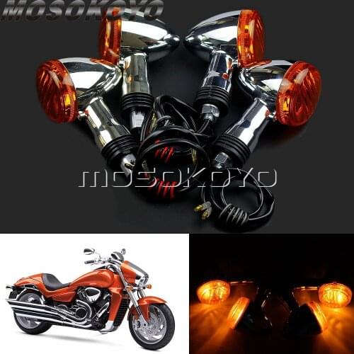 4xMotorcycle Front Rear Bullet Turn Signal Indicator Lamp Amber Motorbike Blinker Light for Suzuki Boulevard M109R VRZ1800 06-15