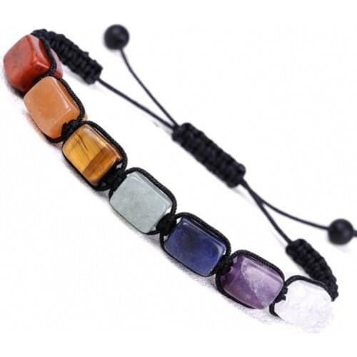 7 Chakra Natural Stone Handmade Braided Lava Bracelets Men Women Adjustable Energy Colorful Reiki Healing Beaded Bracelet