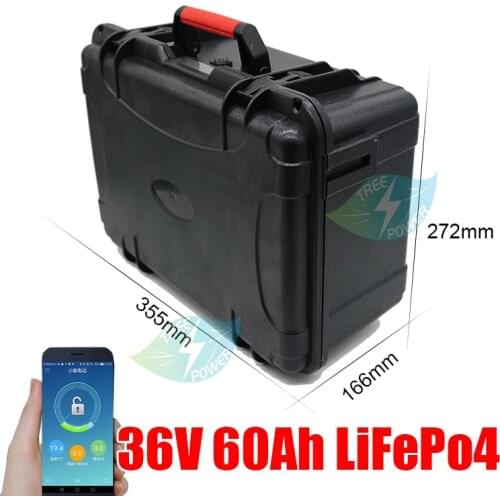 36v 60ah LiFePO4 Battery 36v lifepo4 60AH battery pack lithium battery with 10A Charger for Solar system, boats motor