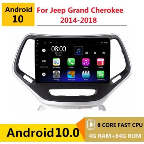 2 din 8 core android 10 car radio auto stereo for Jeep Grand Cherokee 2014 2015 2016 2018 navigation GPS DVD Multimedia Player