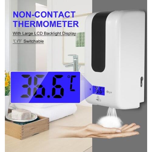Automatic Alcohol Dispenser with Thermometer ℃/℉ Switchable Infrared Induction Non-Contact Sprayer 1200ML Alcohol Dispenser