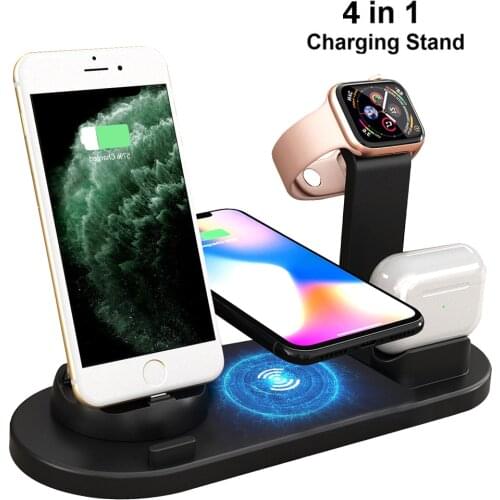 Qi Wireless Charger 4 in 1 Apple Watch Charger Dock iphone Charging Station Micro Type C Stand Fast Charging For iphone 11 12