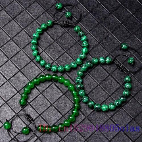 Jade beads Bracelet Green Gifts Jewellery Fashion Amulet Bangle Jadeite Natural 8mm Charm tie