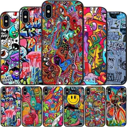 Art Graffiti black Silicone Phone Case For iPhone 12 XR XS Max 5 5S SE 2020 6 6S 7 8 PLUS X 11Pro Max 11 Cover