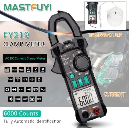 AC DC Current Digital Clamp Meters Mastfuyi FY219 High Precision Multimeter True RMS Auto Range VFC Capacitance NVC Universal