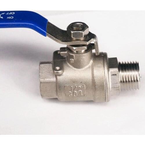 1/2" BSP Female to Male 304 Stainless Steel 2-Piece Type Ball Valve Full Port Water Steam 2.5Mpa