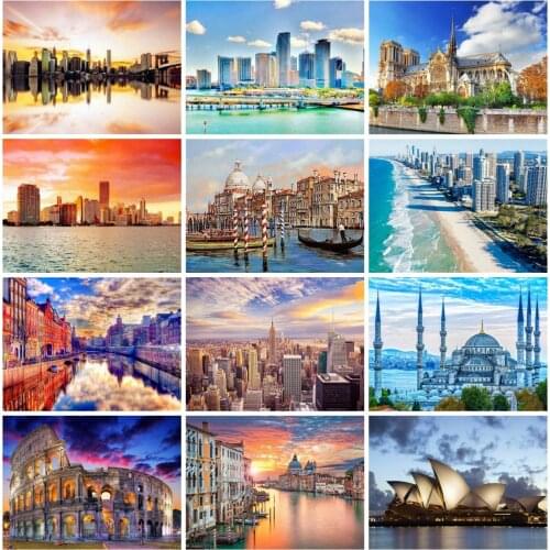 EverShine Diamond Painting Landscape Cross Stitch Diamond Mosaic Seaside City Rhinestones Art New Arrivals Home Decoration