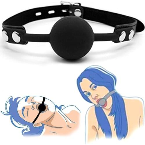 Adult Dildo G-Spot No Vibrators Slave Harness Silicone Ball Open Mouth Gag BDSM Bondage Fetish Mouth Restraint Sex Toy For Woman