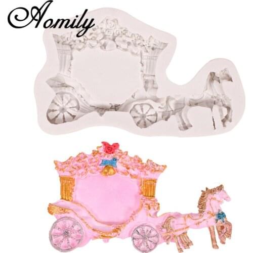 Aomily Pumpkin Carriage Fondant Molds Cake Decorating Tools Cake Jelly Sugar Craft Chocolate Moulds Ice Cube Molds Baking Tools