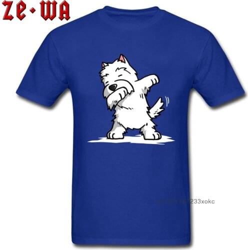 2019 Gift T-shirt Men Blue Tshirt Funny Dabbing West Highland White Terrier Dog Print Tops Cotton Tees Thanksgiving Day T Shirts