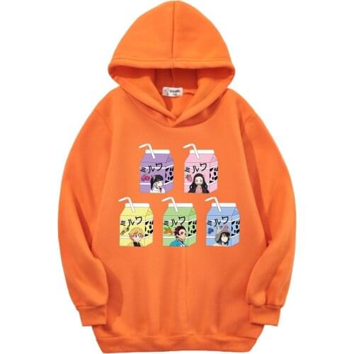 Ghost Destroy Blade Printed Cotton Hoodie Boys and Girls Spring and Autumn Wear Long-sleeved Sweatshirt Fall Clothes for Kids