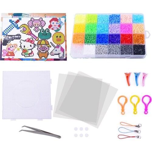 JINLETONG Mini Hama Beads 24colors Set Toy Kit Hama Beads 2.6mm 3D Puzzle DIY Toy Kids Creative Handmade Craft Toy Gift