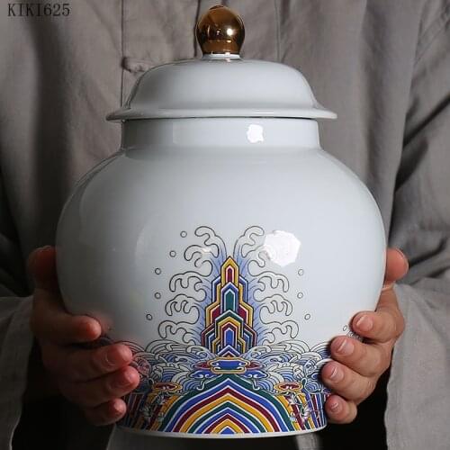 Classical Palace Ceramic Tea Caddy Candy Ceramic Sealed Storage Jar Room Furnishing Porcelain Crafts General Jar Home Decoration