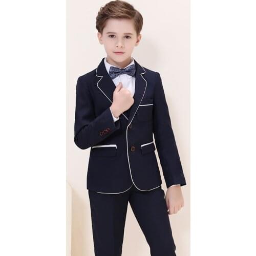 Children Wedding Suits Boys Party Costume 5 Pieces Kids Formal Sets Teenager Boy Tuxedos Clothes Blazer Vest Pants Shirt Tie