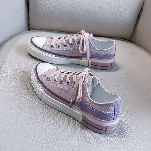 New Korean-Style Stitching Casual Shoes Women Canvas Shoes Women Luxury Shoes Women Designers Womans Canvas Sneakers