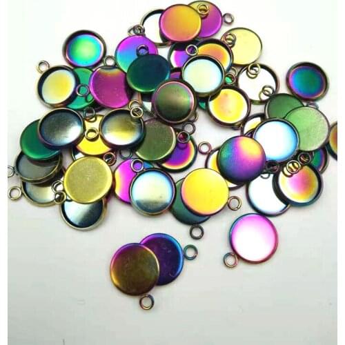 New 30pcs/Lot Stainless Steel inside 12mm Round Pendant Cabochon Base Settings Blank Tray For Necklace Jewelry Making DIY