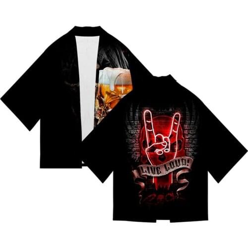 Fashion 3d Print Cool Skull Beer Kimono Shirt Costume Sport Hip Hop Style Men Seven Point Sleeve Tops Cardigan Jacket Streetwear