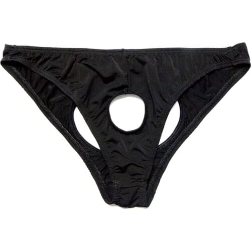 Bikini Briefs Gay Underwear O-Ring Crotchless Mens Thongs Men Nylon Lingerie Sexy Underwear Open Butt Sissy Panties String