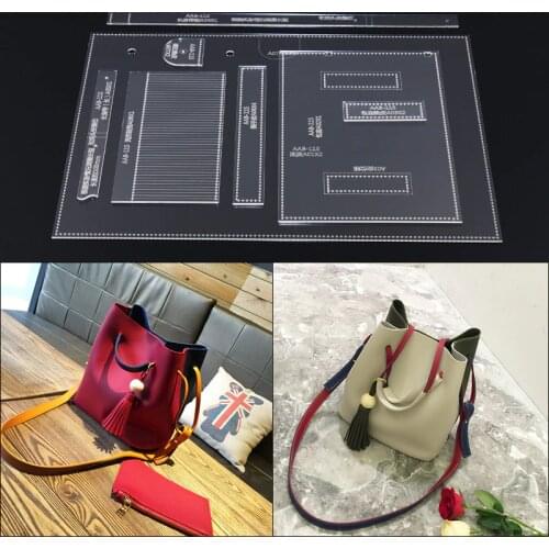 1 set DIY Acrylic Template Sewing stencils Pattern Womens Bucket Shoulder Messenger Bag Leather Craft Sewing Pattern