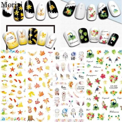 Morixi nail art sticker autumn season maple leaves fruit dream catcher flower plant butterfly printing back glue sticker WG021