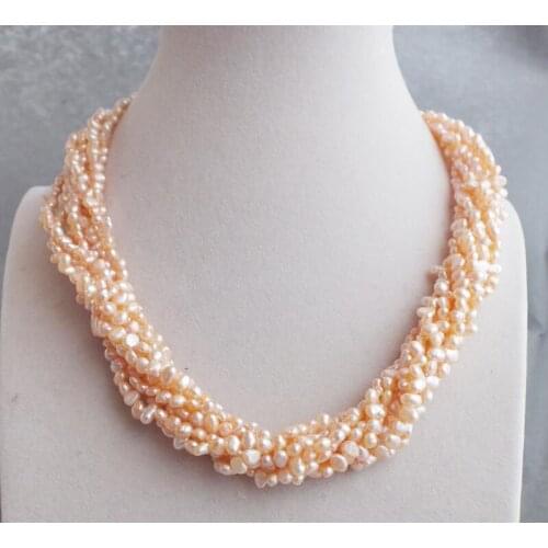 New ! Gold freshwater pearl tie a strand jewelry necklace by handmade 19"