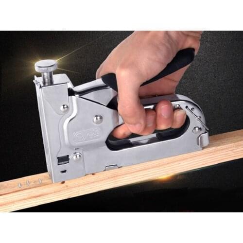 New 3in1 Manual Nail Staple Gun Furniture Stapler For Wood Door Upholstery Framing Rivet Gun Kit