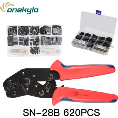 SN-28B crimping plier 0.25-1mm² with 620pcs Dupont Connector 2.54mm, Dupont Cable Jumper Wire Pin Header Housing Kit