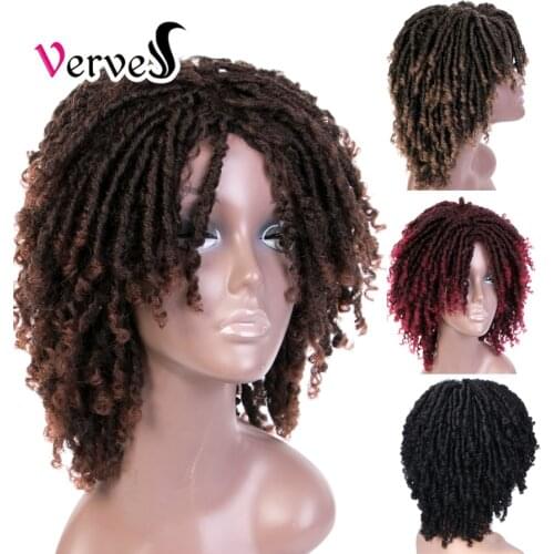VERVES Dreadlock Hair Wig Synthetic Short crochet braid Afro Wig High Temperature Fiber cosplay Ombre color Faux locs