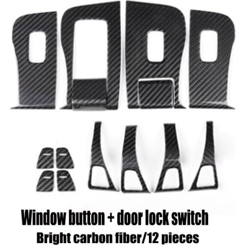Suitable for 2021 Tesla model Y real carbon fiber window lift button model 3 door lock decorative frame