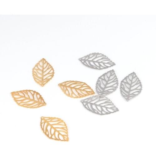 20pcs/Lot Gold Stainless Steel Leaf Charms Stamping Leaf Earring Charms Pendants DIY Floating Charms for Jewelry Making