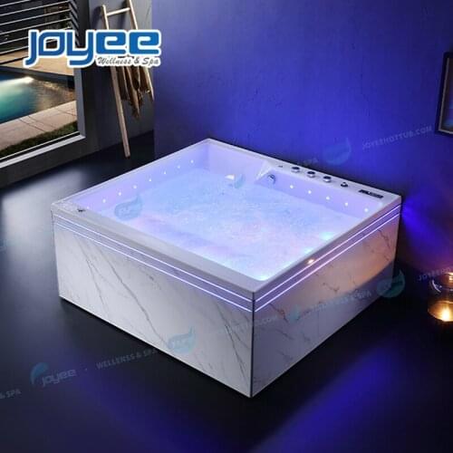 JOYEE Luxury Big Size White Skirt High-End Bath Spa Jazzy Corner Whirlpool Tub Massage Hot Bathtub for 3 4 Persons Indoor