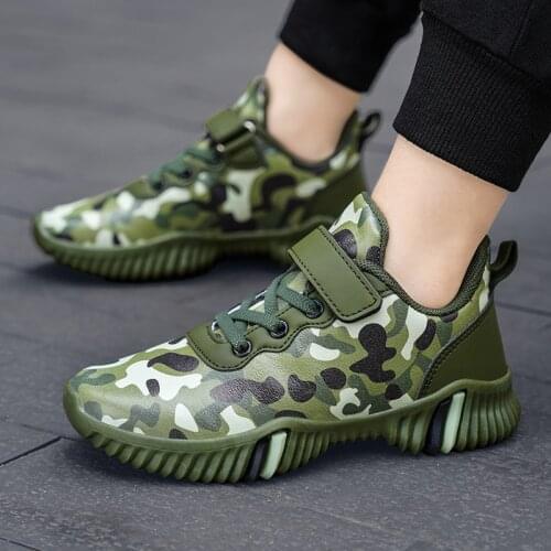 PU Leather Sport Kids Sneakers Camouflage Children Casual Shoes Boys Sneakers Lightweight Military Style Kids Sports Shoes Tenis