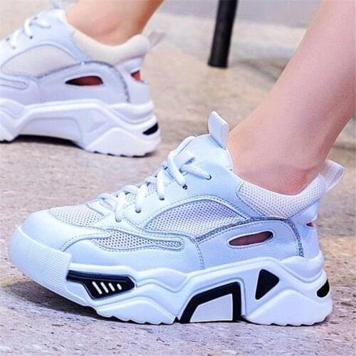 Sport Sandals Womens Beathable Cow Leather Fashion Sneakers Summer Platform Creepers Oxfords Casual Shoes Lace Up boots