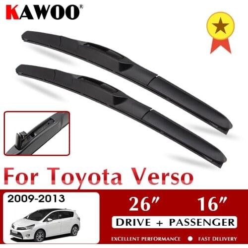 KAWOO Wiper Front Car Wiper Blades For Toyota Verso 2009-2013 Windshield Windscreen Front Window Accessories 26"+16" LHD RHD